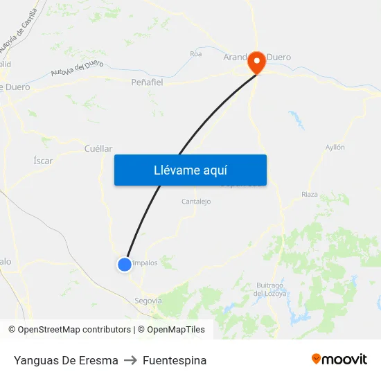 Yanguas De Eresma to Fuentespina map