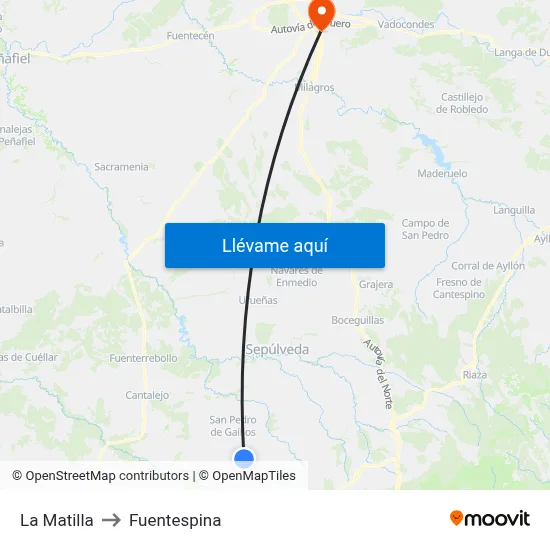 La Matilla to Fuentespina map