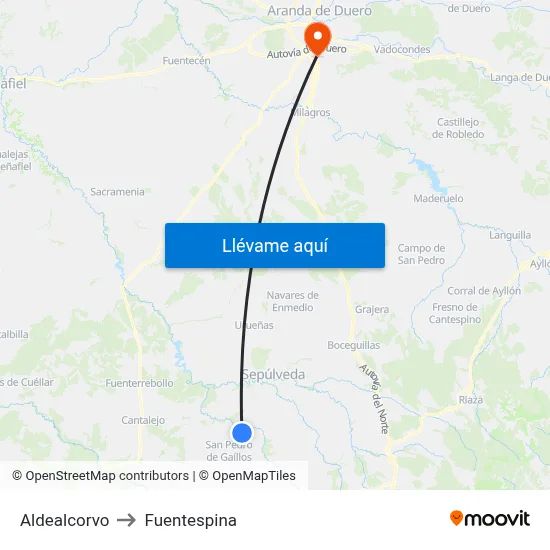 Aldealcorvo to Fuentespina map