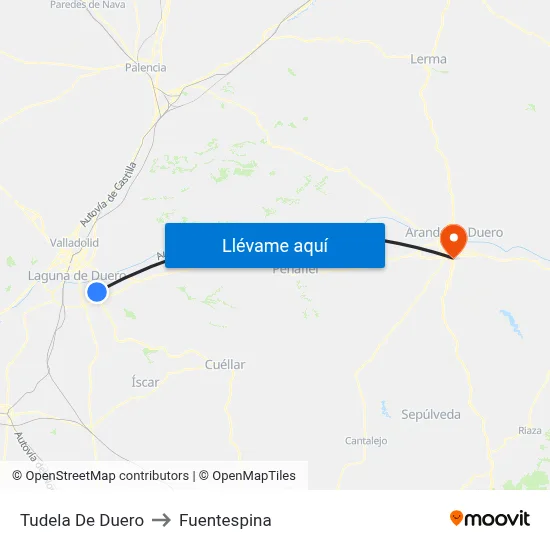 Tudela De Duero to Fuentespina map