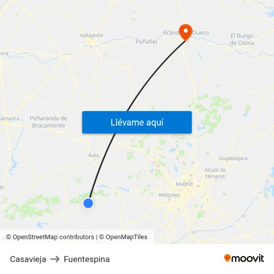 Casavieja to Fuentespina map