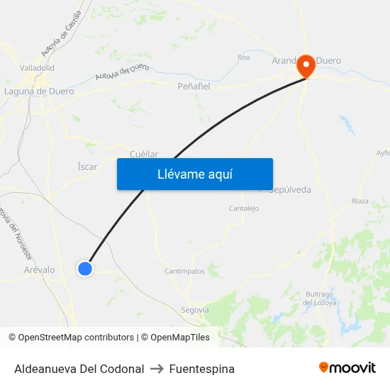 Aldeanueva Del Codonal to Fuentespina map