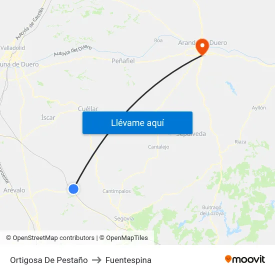 Ortigosa De Pestaño to Fuentespina map
