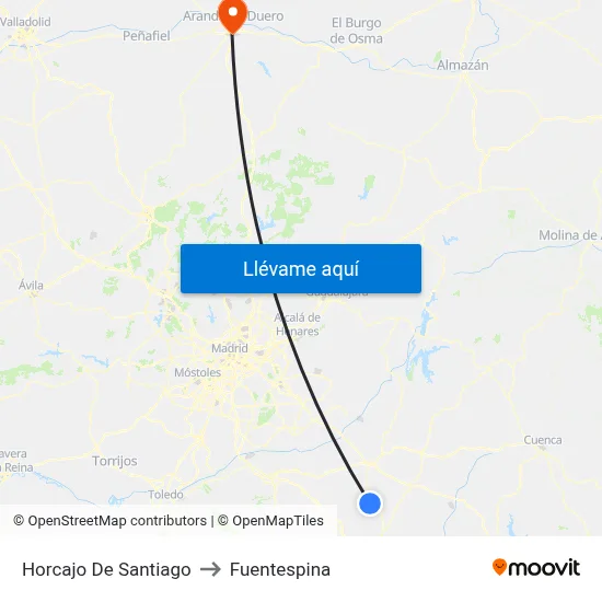 Horcajo De Santiago to Fuentespina map