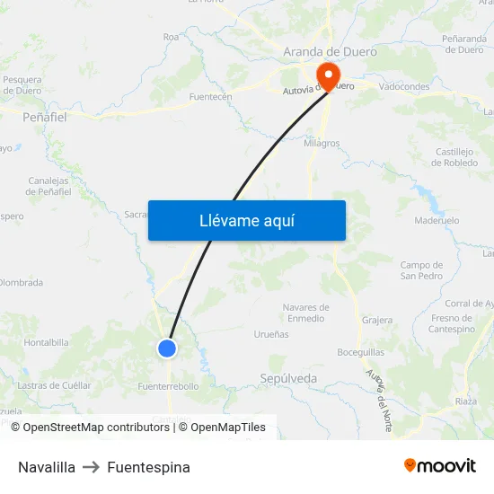 Navalilla to Fuentespina map