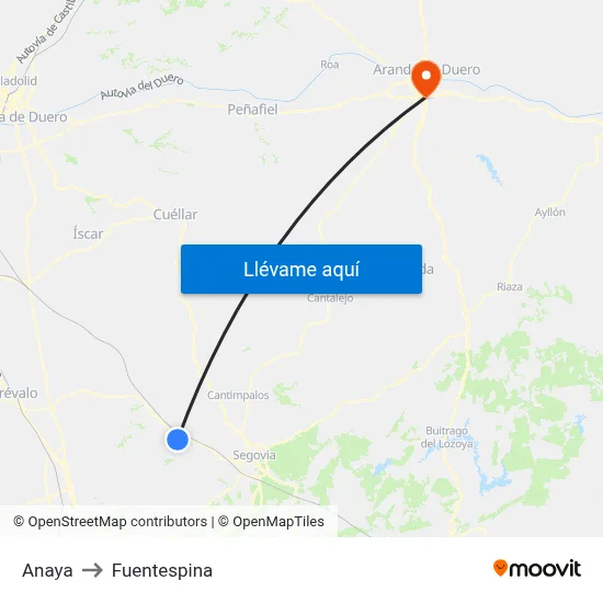 Anaya to Fuentespina map