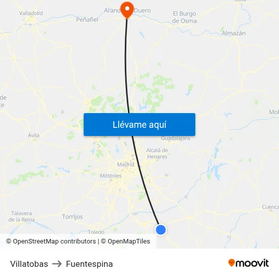 Villatobas to Fuentespina map