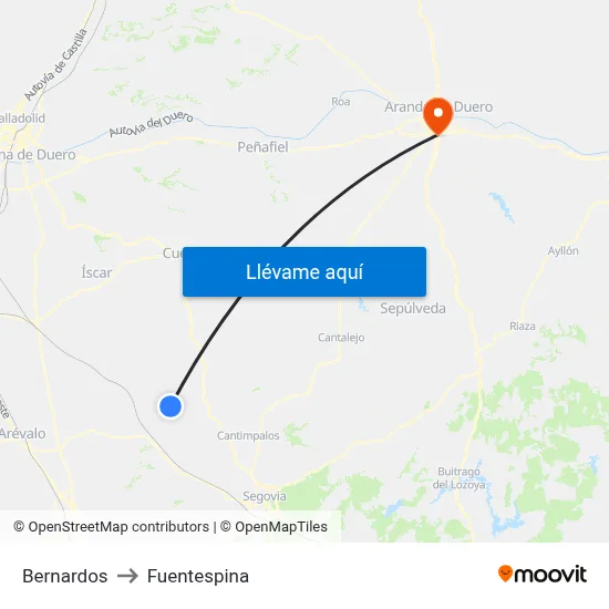 Bernardos to Fuentespina map