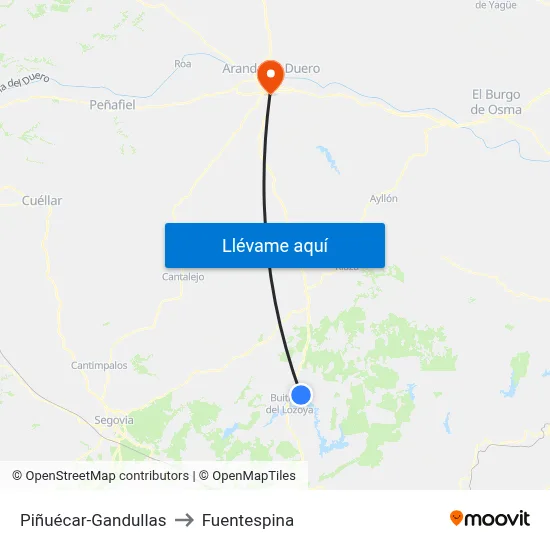 Piñuécar-Gandullas to Fuentespina map