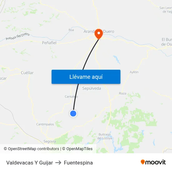 Valdevacas Y Guijar to Fuentespina map