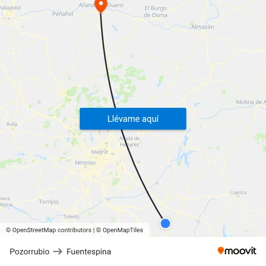Pozorrubio to Fuentespina map