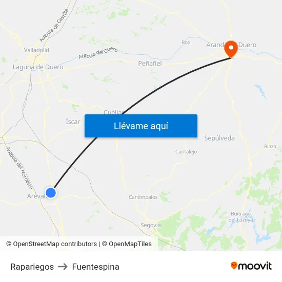 Rapariegos to Fuentespina map