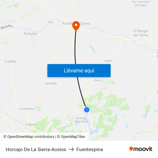 Horcajo De La Sierra-Aoslos to Fuentespina map