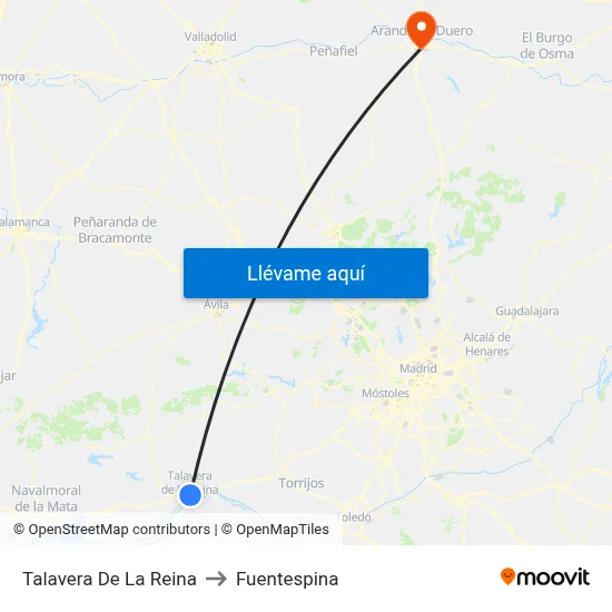 Talavera De La Reina to Fuentespina map
