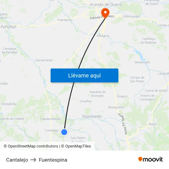 Cantalejo to Fuentespina map