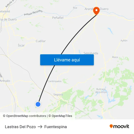 Lastras Del Pozo to Fuentespina map