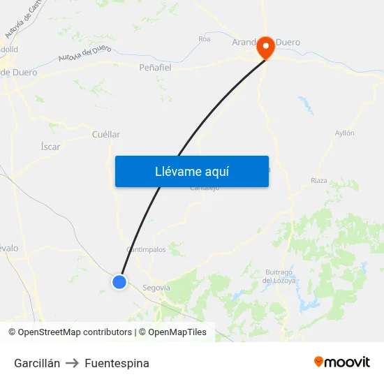 Garcillán to Fuentespina map