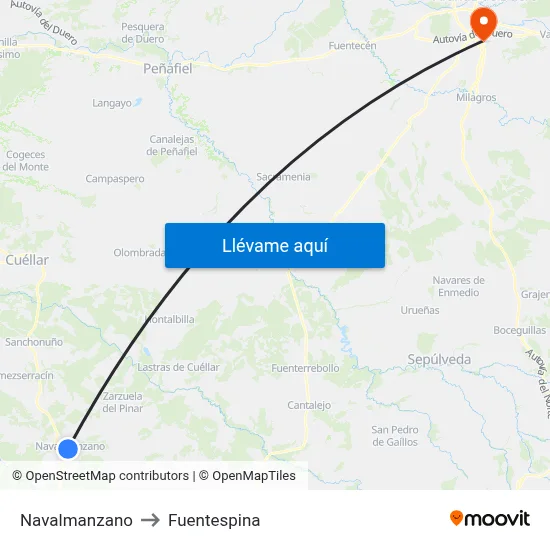 Navalmanzano to Fuentespina map