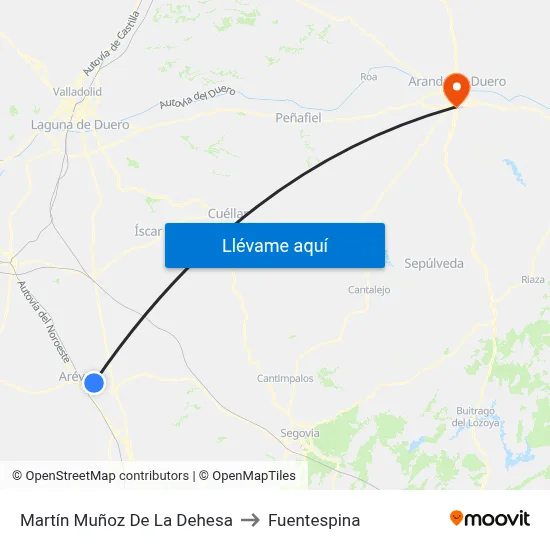 Martín Muñoz De La Dehesa to Fuentespina map