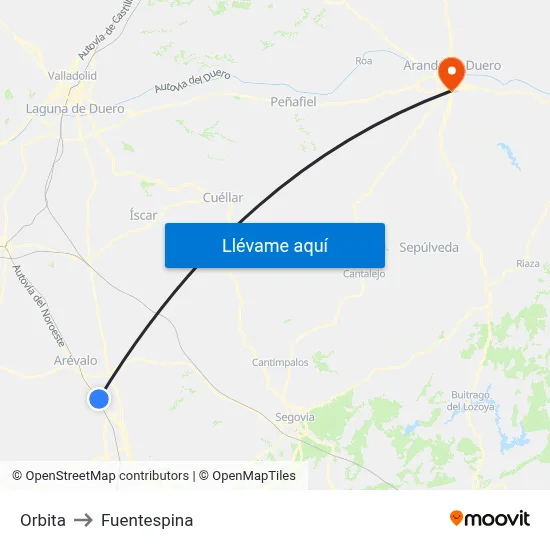 Orbita to Fuentespina map