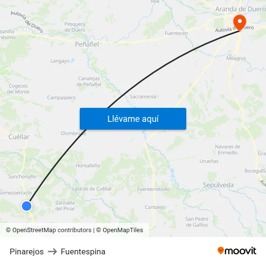 Pinarejos to Fuentespina map