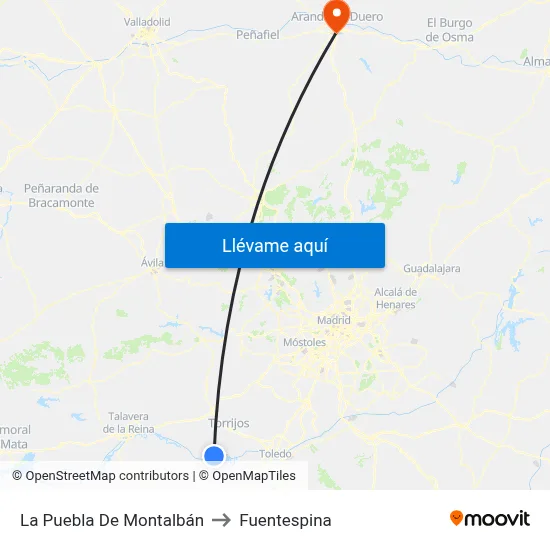La Puebla De Montalbán to Fuentespina map