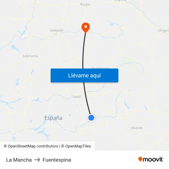 La Mancha to Fuentespina map
