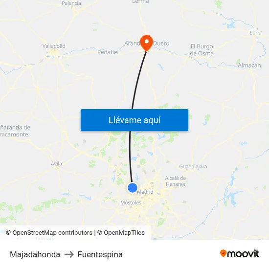 Majadahonda to Fuentespina map