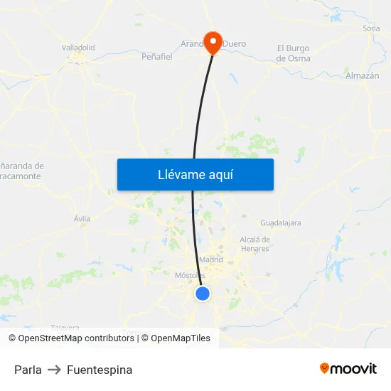 Parla to Fuentespina map