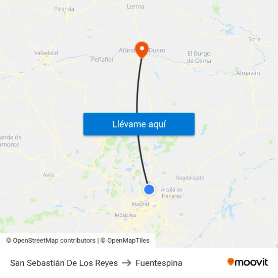 San Sebastián De Los Reyes to Fuentespina map