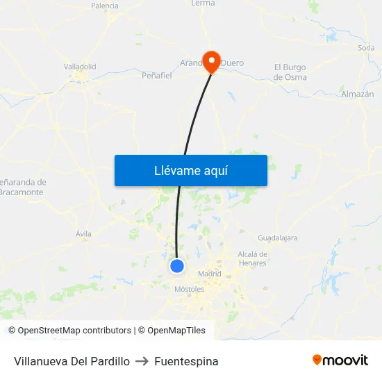 Villanueva Del Pardillo to Fuentespina map
