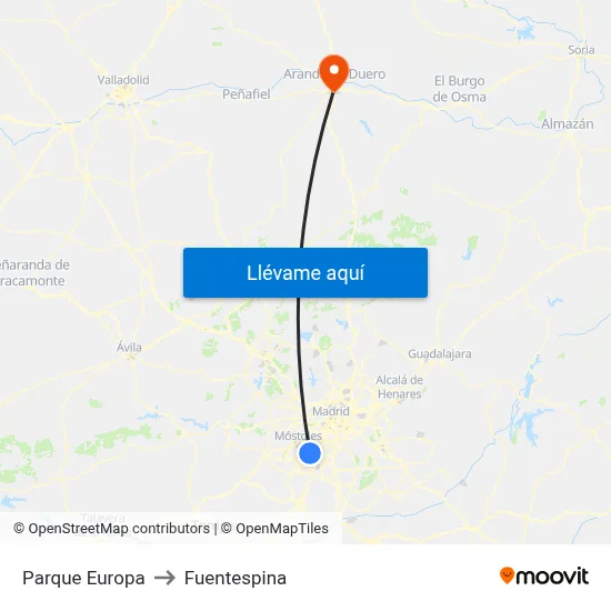 Parque Europa to Fuentespina map