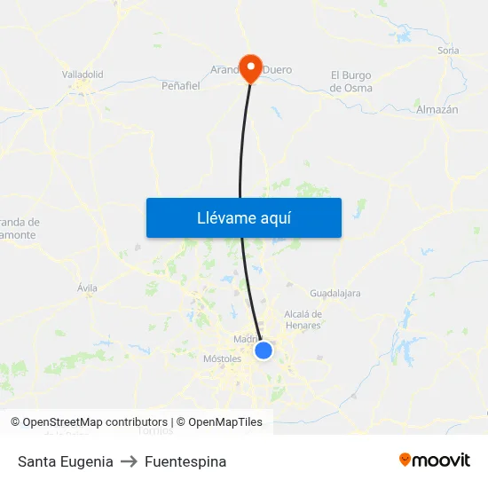 Santa Eugenia to Fuentespina map