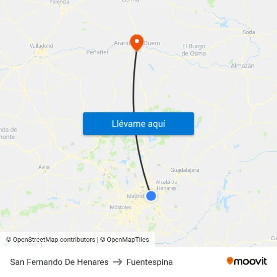 San Fernando De Henares to Fuentespina map