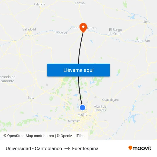 Universidad - Cantoblanco to Fuentespina map