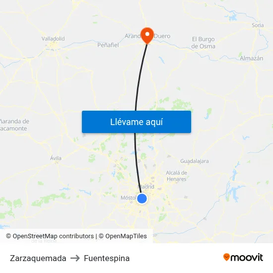 Zarzaquemada to Fuentespina map