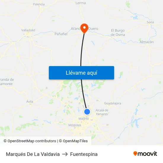 Marqués De La Valdavia to Fuentespina map
