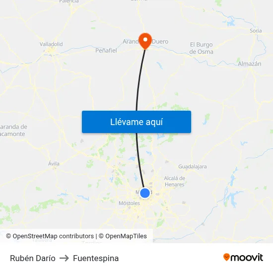 Rubén Darío to Fuentespina map