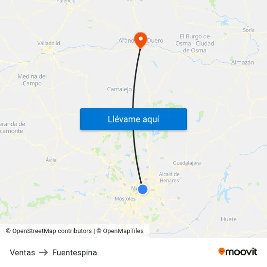 Ventas to Fuentespina map