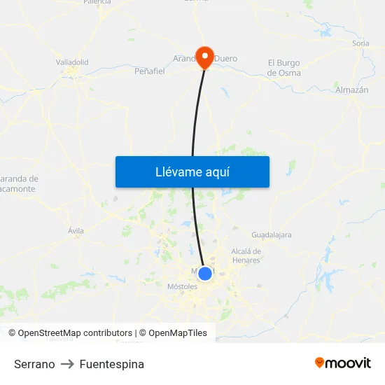 Serrano to Fuentespina map