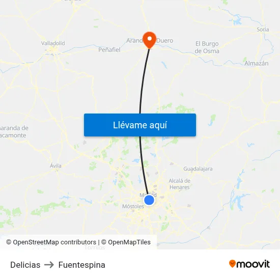 Delicias to Fuentespina map
