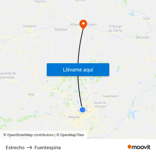 Estrecho to Fuentespina map