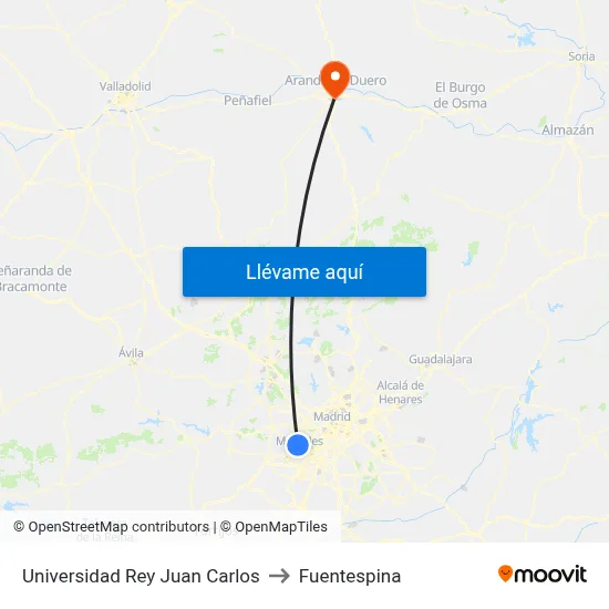 Universidad Rey Juan Carlos to Fuentespina map