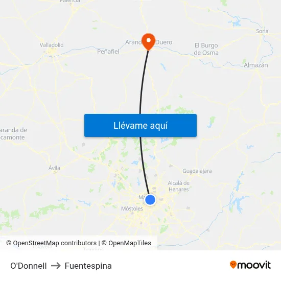 O'Donnell to Fuentespina map