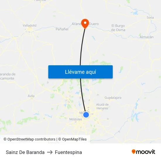 Sainz De Baranda to Fuentespina map