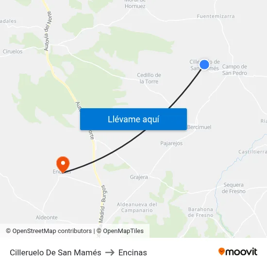 Cilleruelo De San Mamés to Encinas map