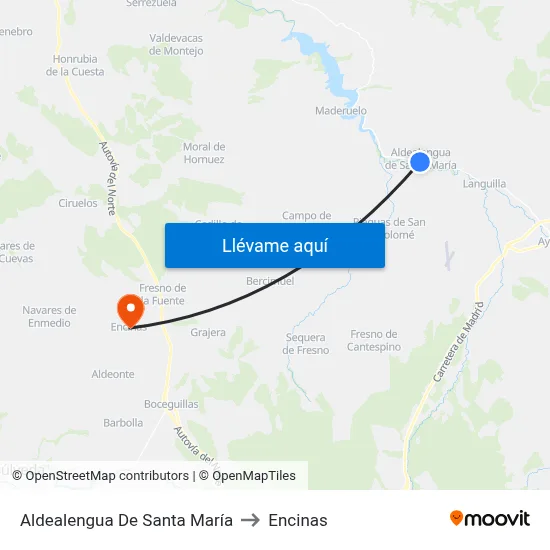 Aldealengua De Santa María to Encinas map