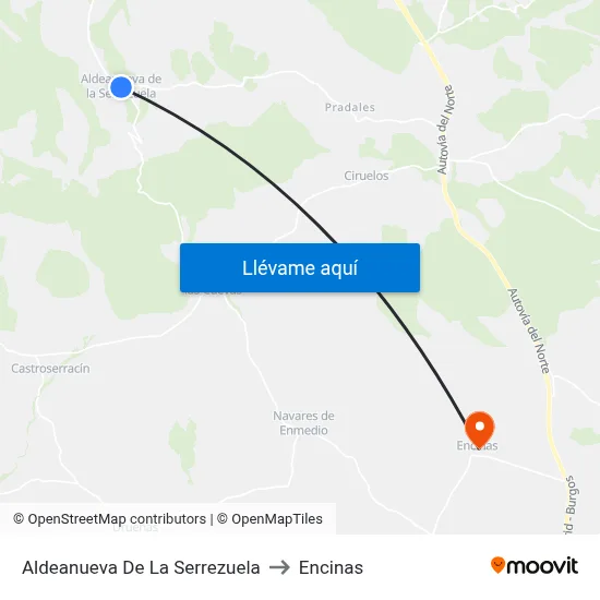 Aldeanueva De La Serrezuela to Encinas map