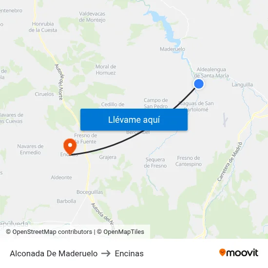 Alconada De Maderuelo to Encinas map