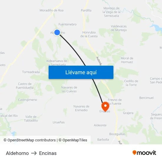Aldehorno to Encinas map